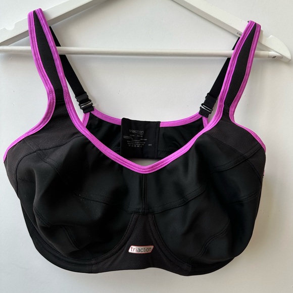 TRIUMPH - TRI-ACTION ENDURANCE HIGH IMPACT SPORTS BRA BLACK/PURPLE 18D (US 40D) - Picture 4 of 14